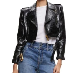 Womens Cropped Biker Jacket