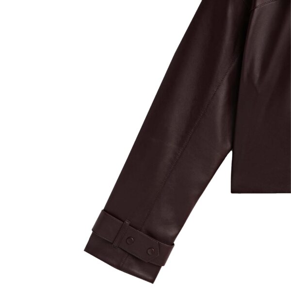 Leather Jacket With Fur Collar Womens arm picture
