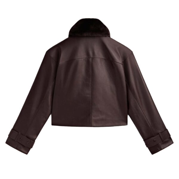 back sideLeather Jacket With Fur Collar Womens
