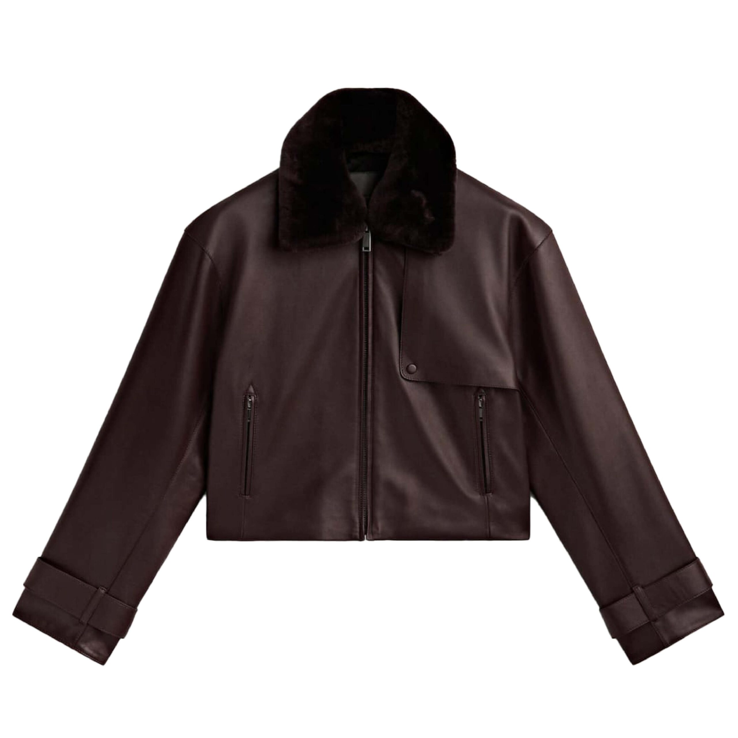 Leather Jacket With Fur Collar Womens