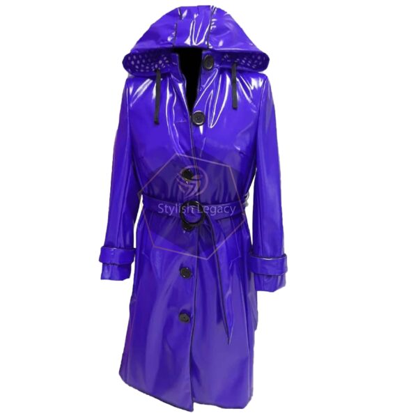 long trench coat with hood womens blue color