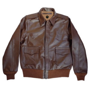 Brown Leather Bomber Jacket