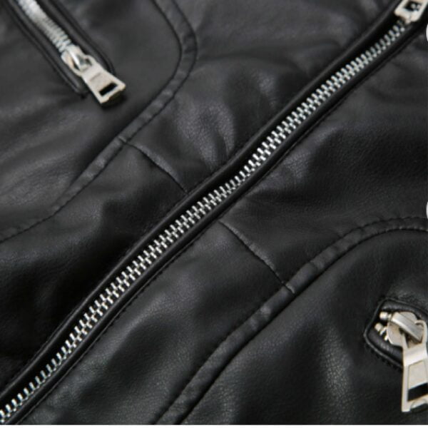 Custom Leather Jacket Style Zipper Detail