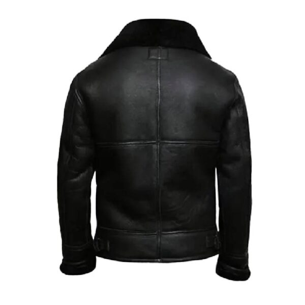 Black Leather Aviator Jacket backside